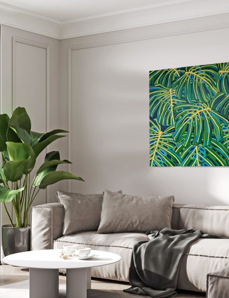 MONSTERA o2, 100x100 cm, acrylic on canvas