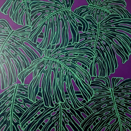 MONSTERA o3, 100x100 cm, acrylic on canvas