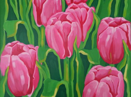 TULIPS FIELD o2, 50x50 cm, acrylic on canvas